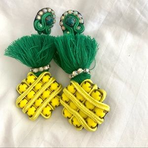 Yellow pineapple crochet handmade Earrings